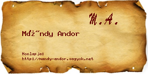 Mándy Andor névjegykártya